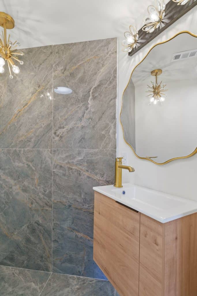 bathroom mirror with sink remodeled